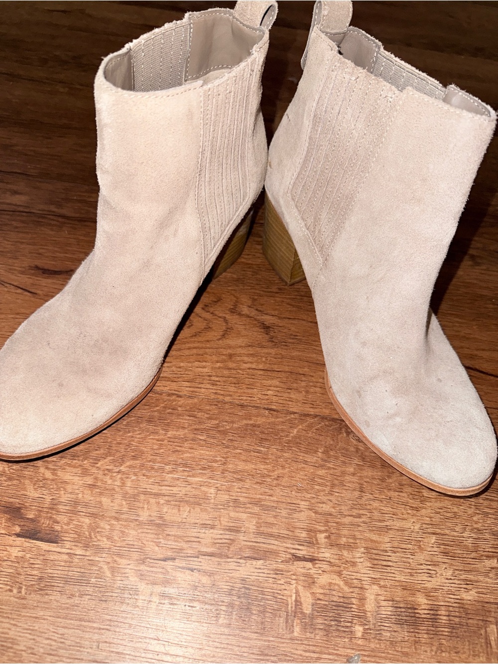 Suede Ankle Booties in Light Beige - Women's Fashion Boots